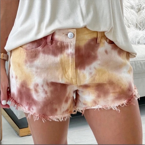 TIE DYE - Tie Dye Distressed Jean Shorts - Picture 2 of 7